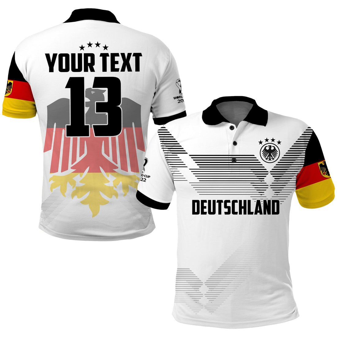 (Custom Text and Number) Germany Football Polo Shirt Come On Nationalelf Soccer Deutschland Champions World Cup LT13