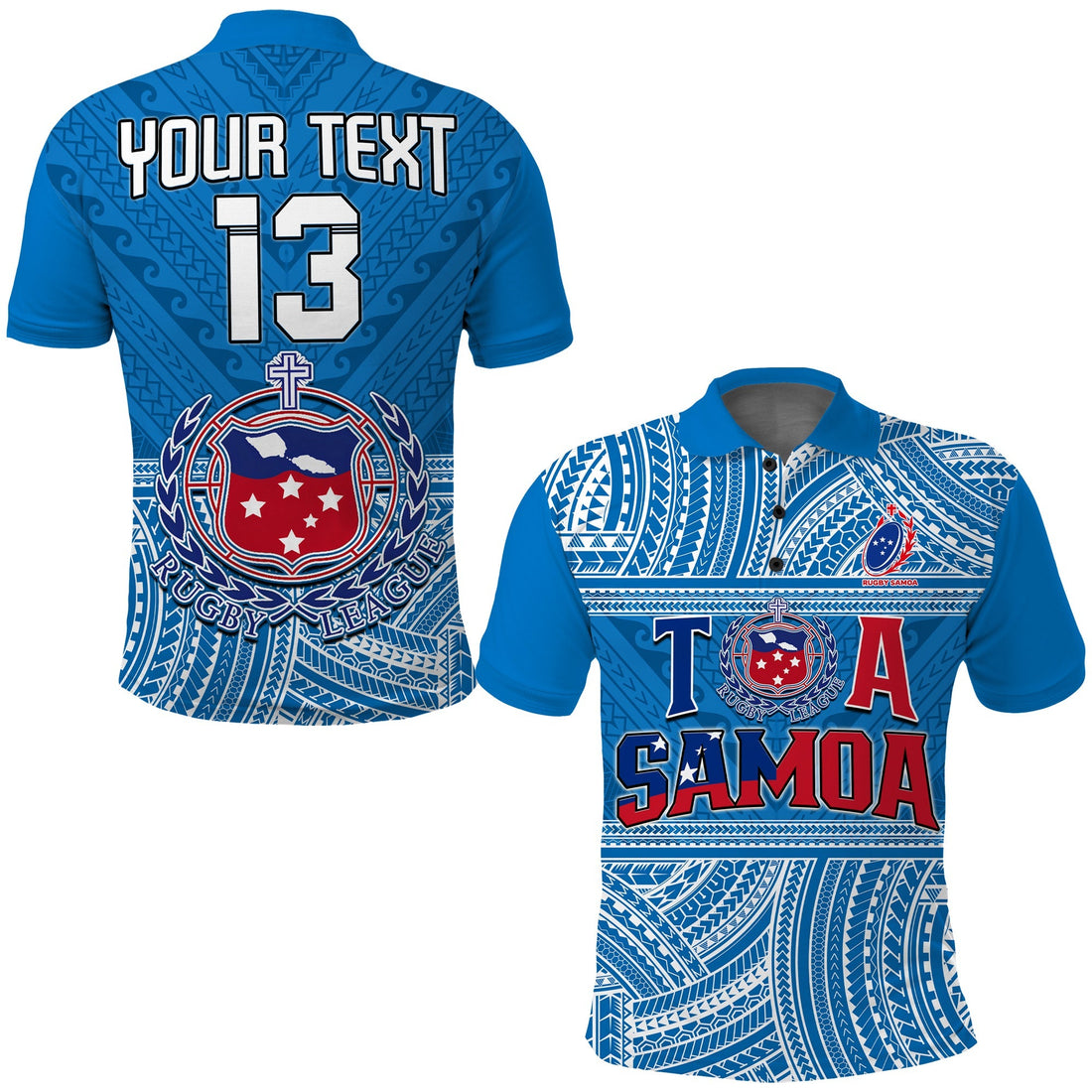 (Custom Text and Number) Toa Samoa Rugby Polo Shirt Samoan Pattern Be Unique LT13
