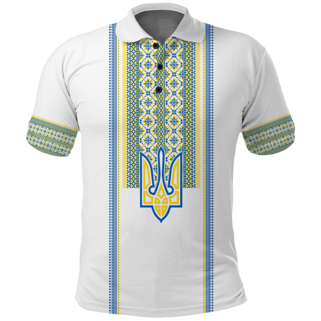 Ukraine Folk Patterns Polo Shirt Unity Day White LT7