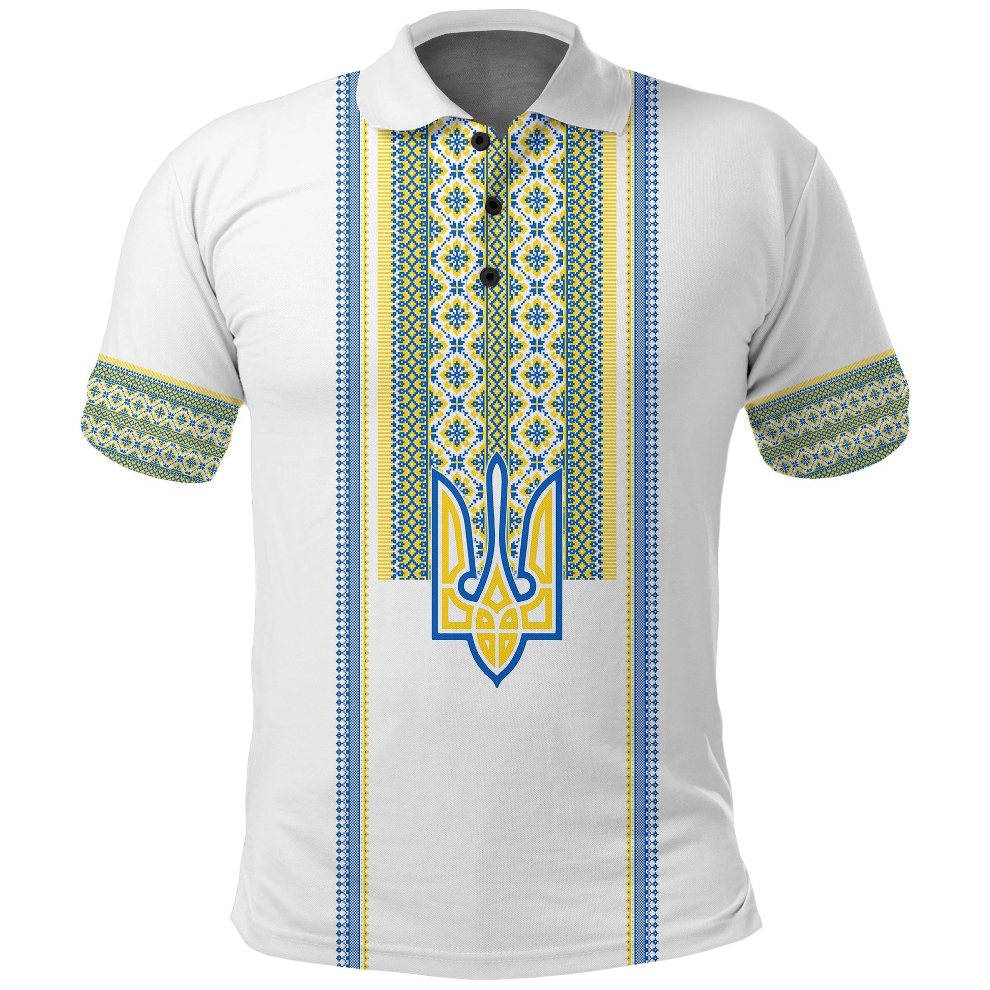 Ukraine Folk Patterns Polo Shirt Unity Day White LT7