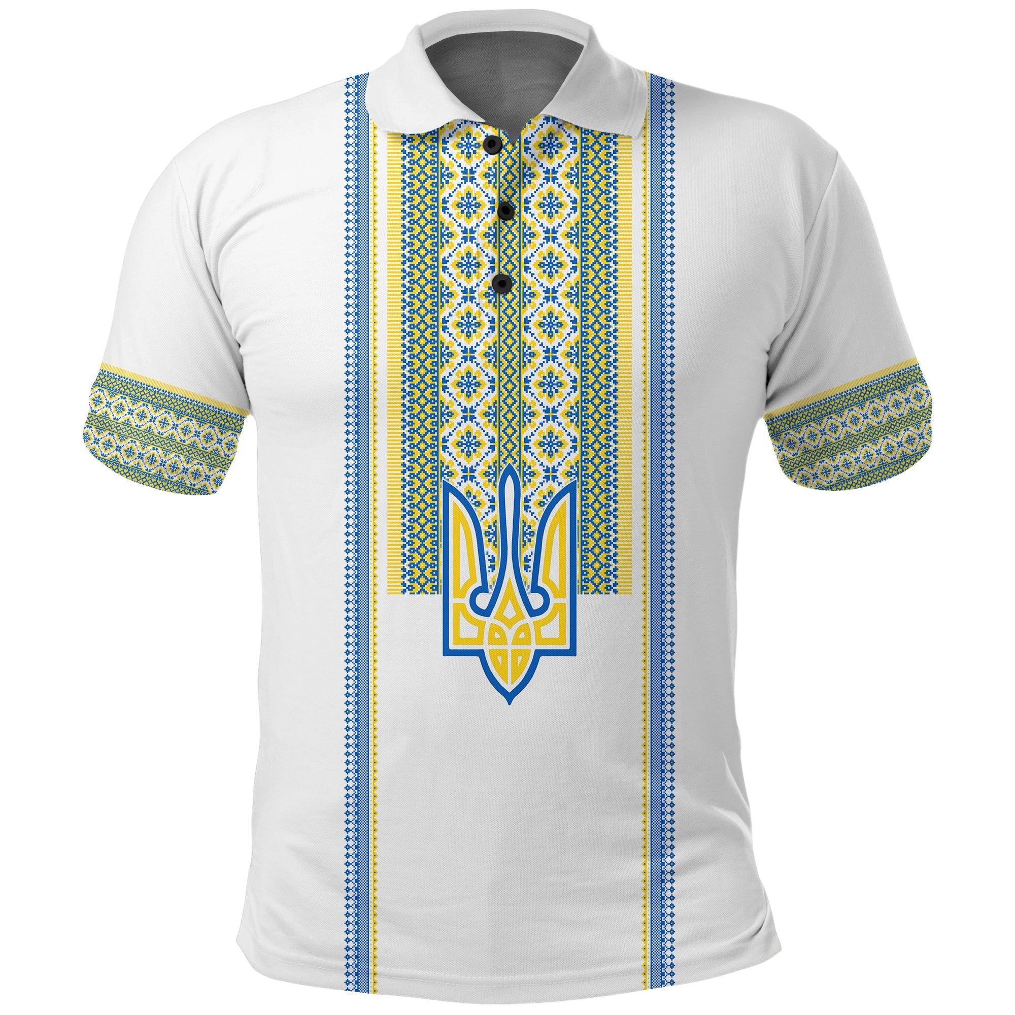 Ukraine Folk Patterns Polo Shirt Unity Day White LT7