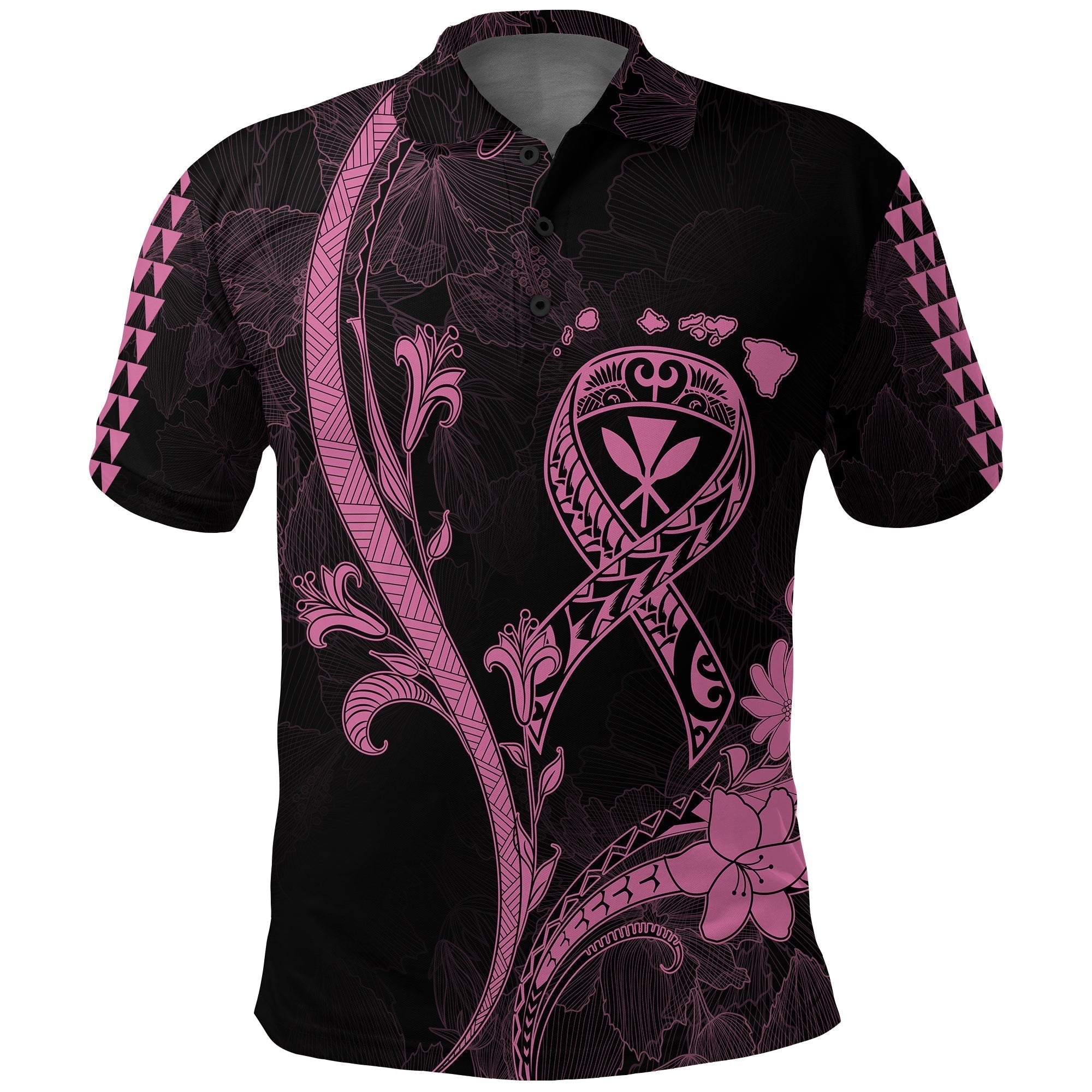Hawaii Polo Shirt Breast Cancer Survivor Mix Hibiscus LT7