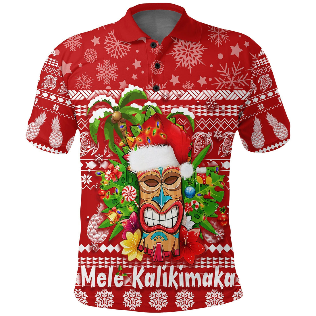 Christmas Hawaii Polo Shirt Mele Kalikimaka Tiki LT7