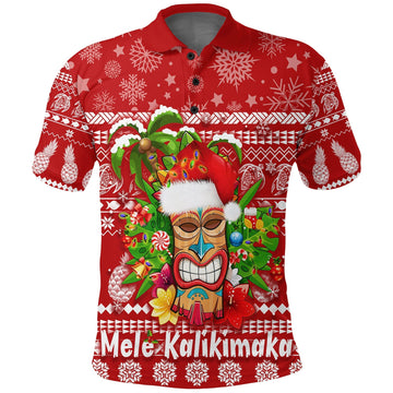 Christmas Hawaii Polo Shirt Mele Kalikimaka Tiki LT7