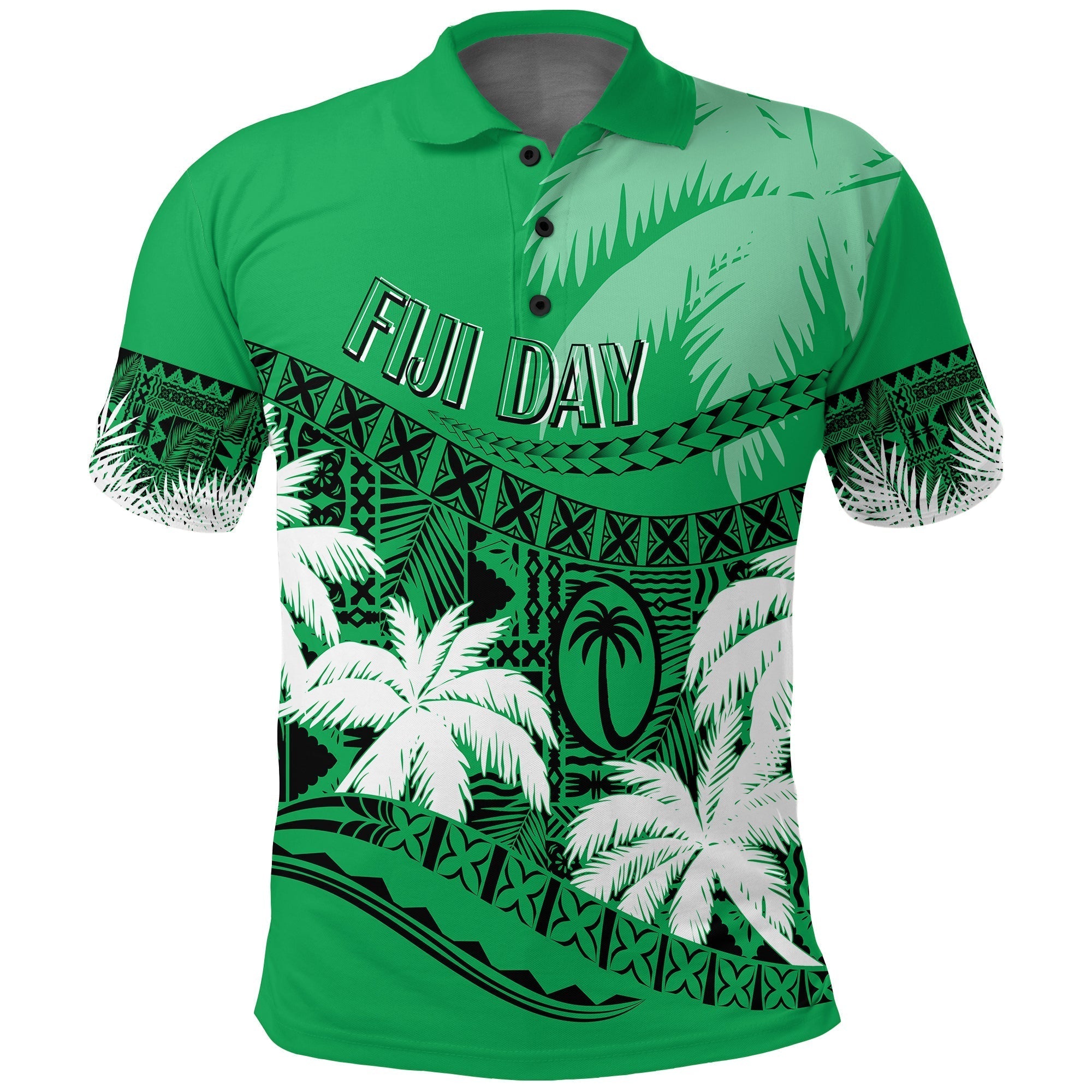 Custom Fiji Day Polo Shirt Flying Fijians Masi Kesa Style Green LT7