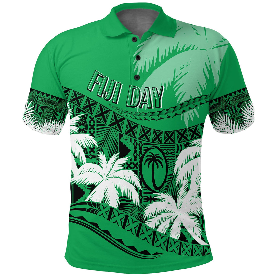 Custom Fiji Day Polo Shirt Flying Fijians Masi Kesa Style Green LT7