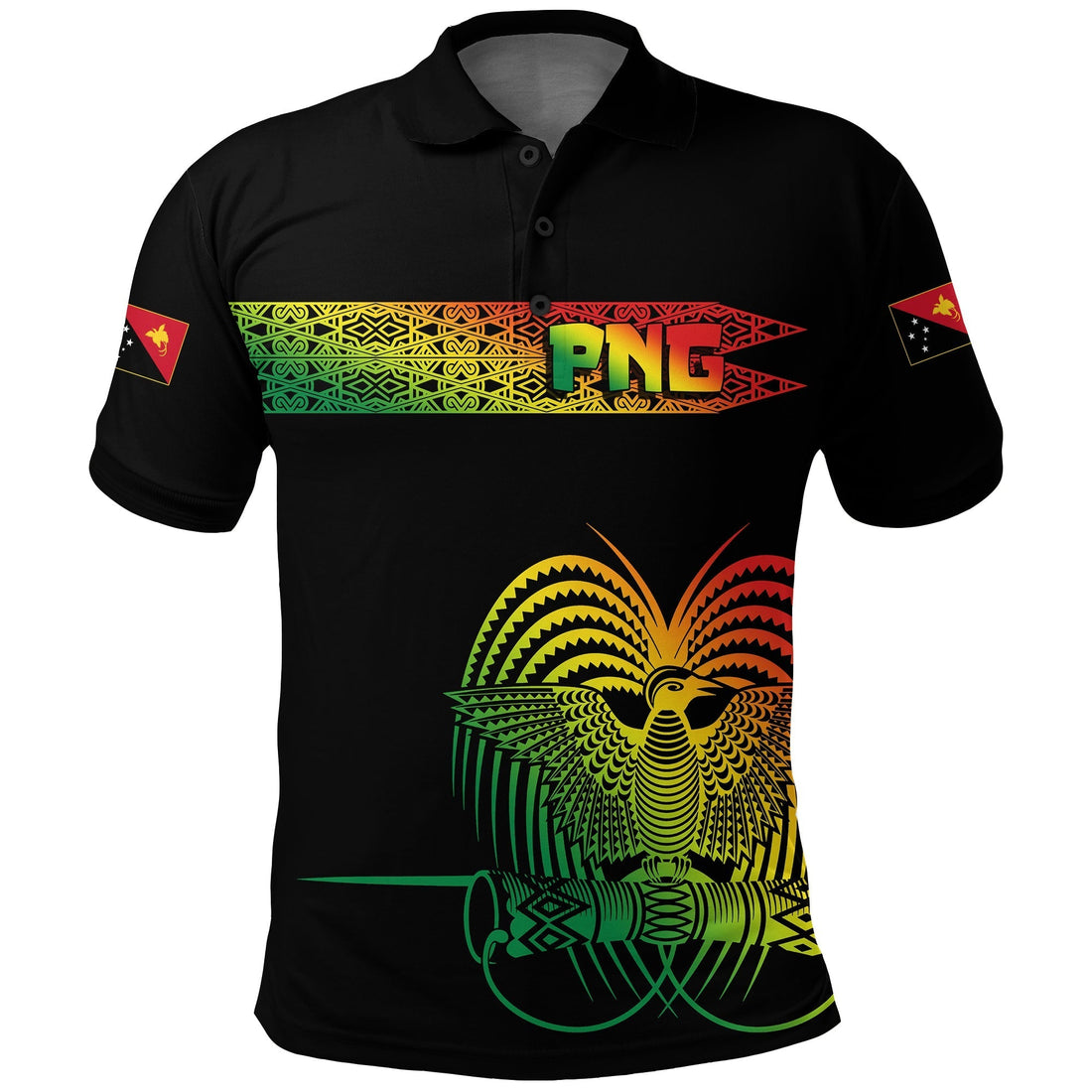 PNG Hibiscus Tribal Pattern Polo Shirt Motuan Reggae Color LT7