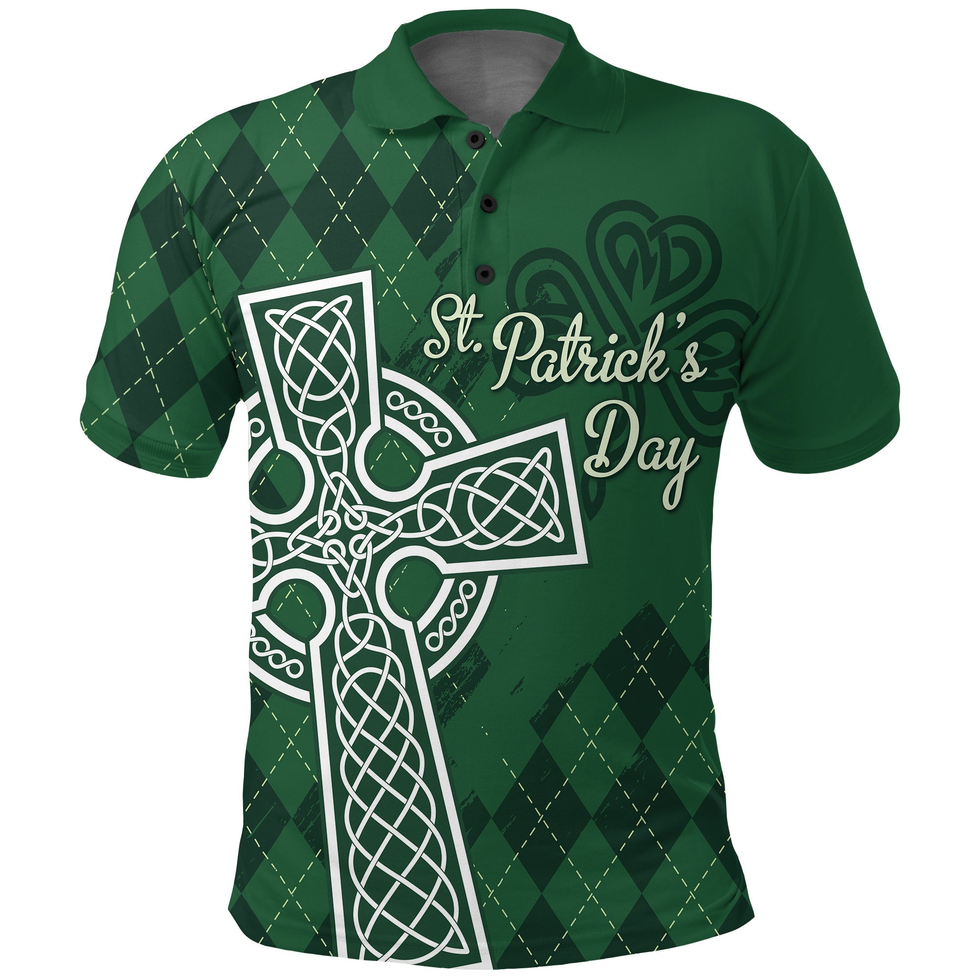 Irish Polo Shirt St. Patrick Day Mix Celtic Cross LT7