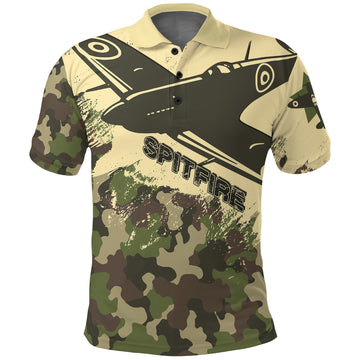 Submarine Spitfire Camouflage Polo Shirt Reach For The Sky LT7