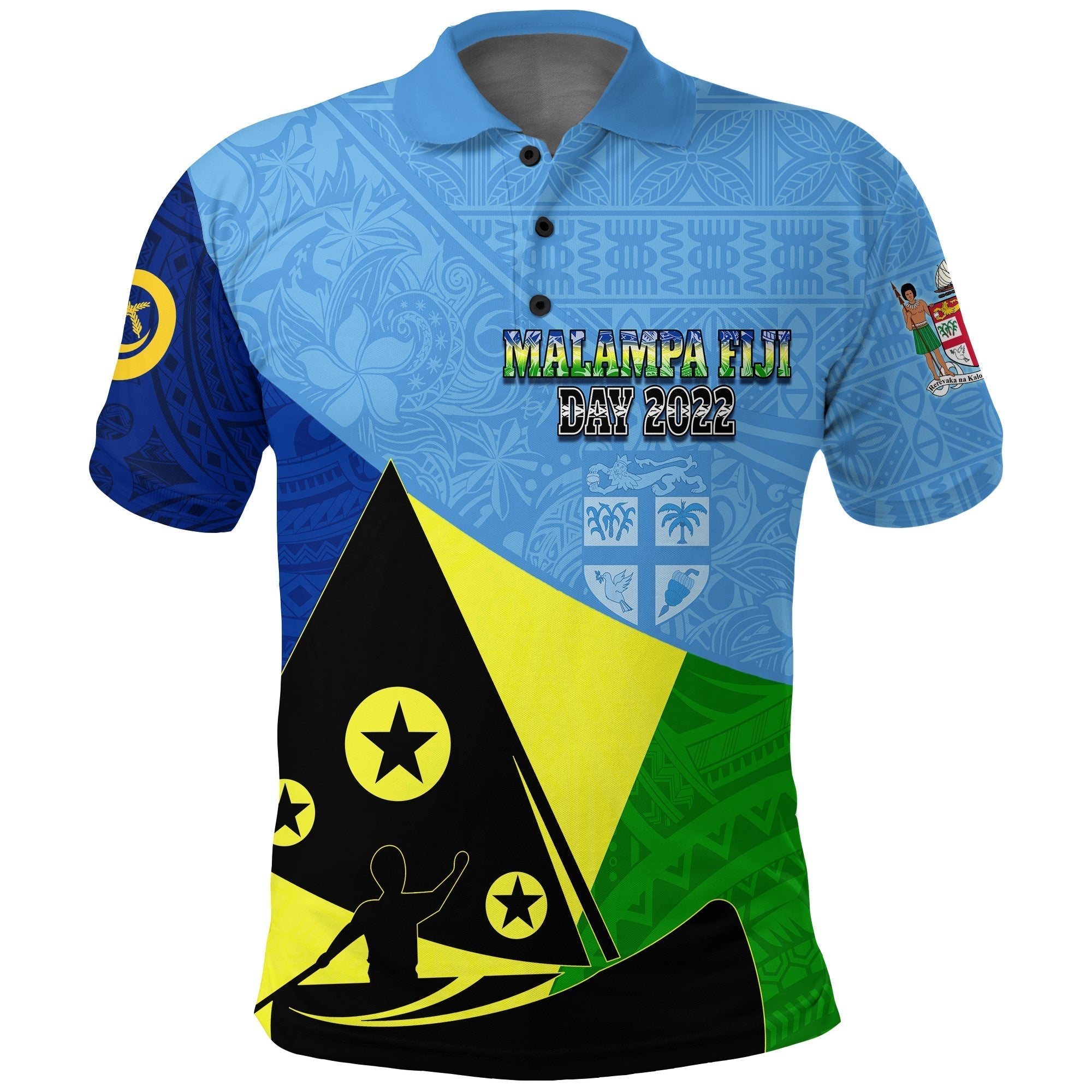Malampa Fiji Day Polo Shirt Mix Tapa Style LT7