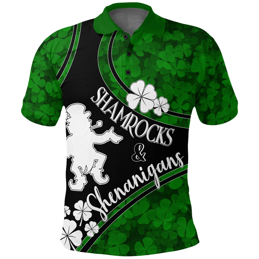 Saint Patrick Day Polo Shirt Shamrocks And Shenanigans Black Style LT7