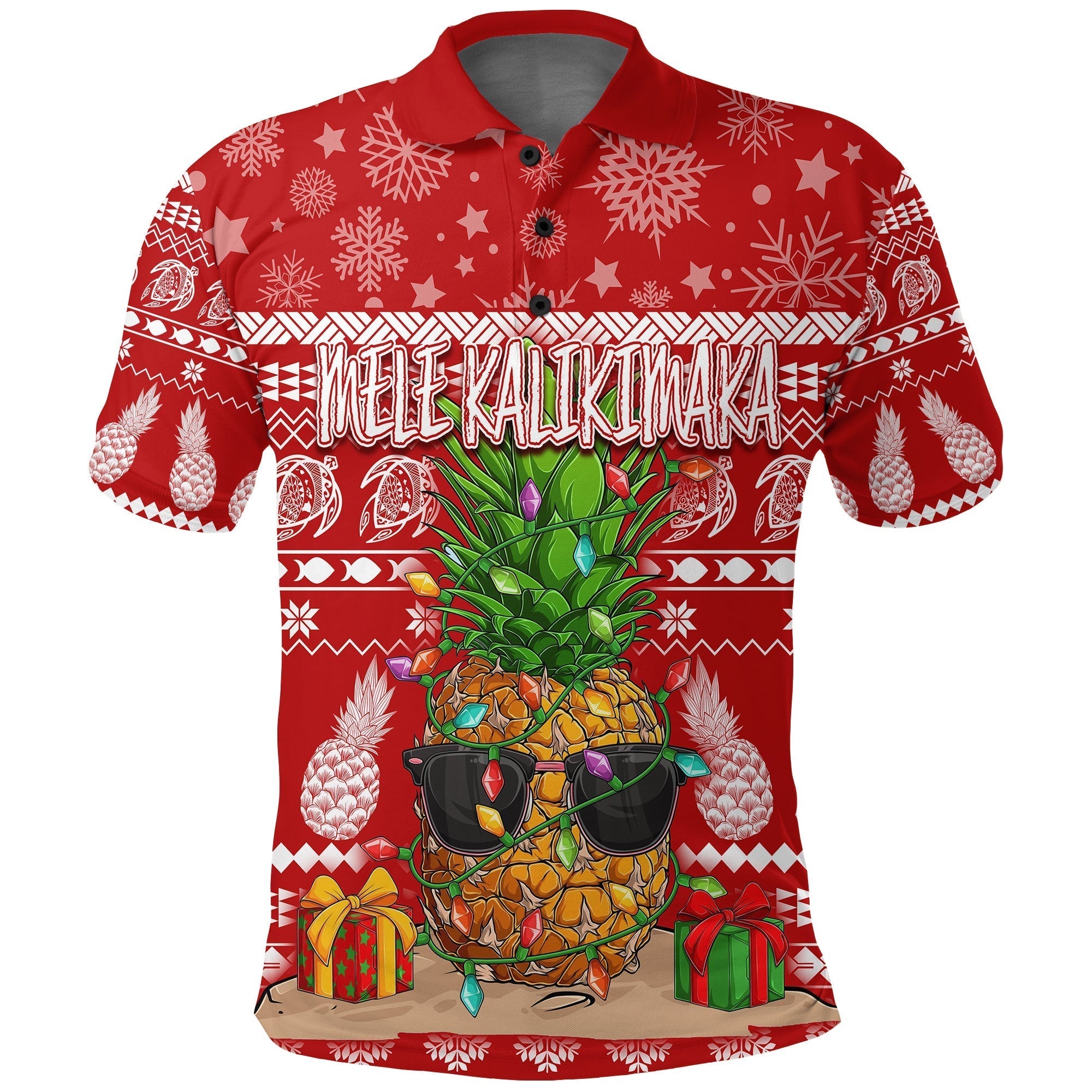 Christmas Hawaii Polo Shirt Mele Kalikimaka Pineapple LT7
