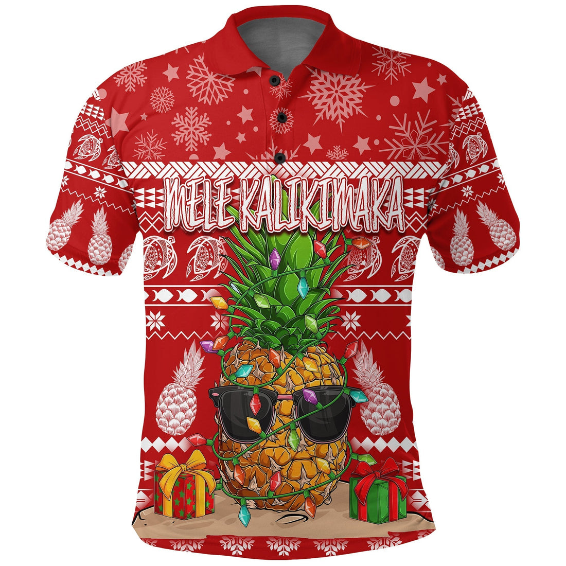 Christmas Hawaii Polo Shirt Mele Kalikimaka Pineapple LT7