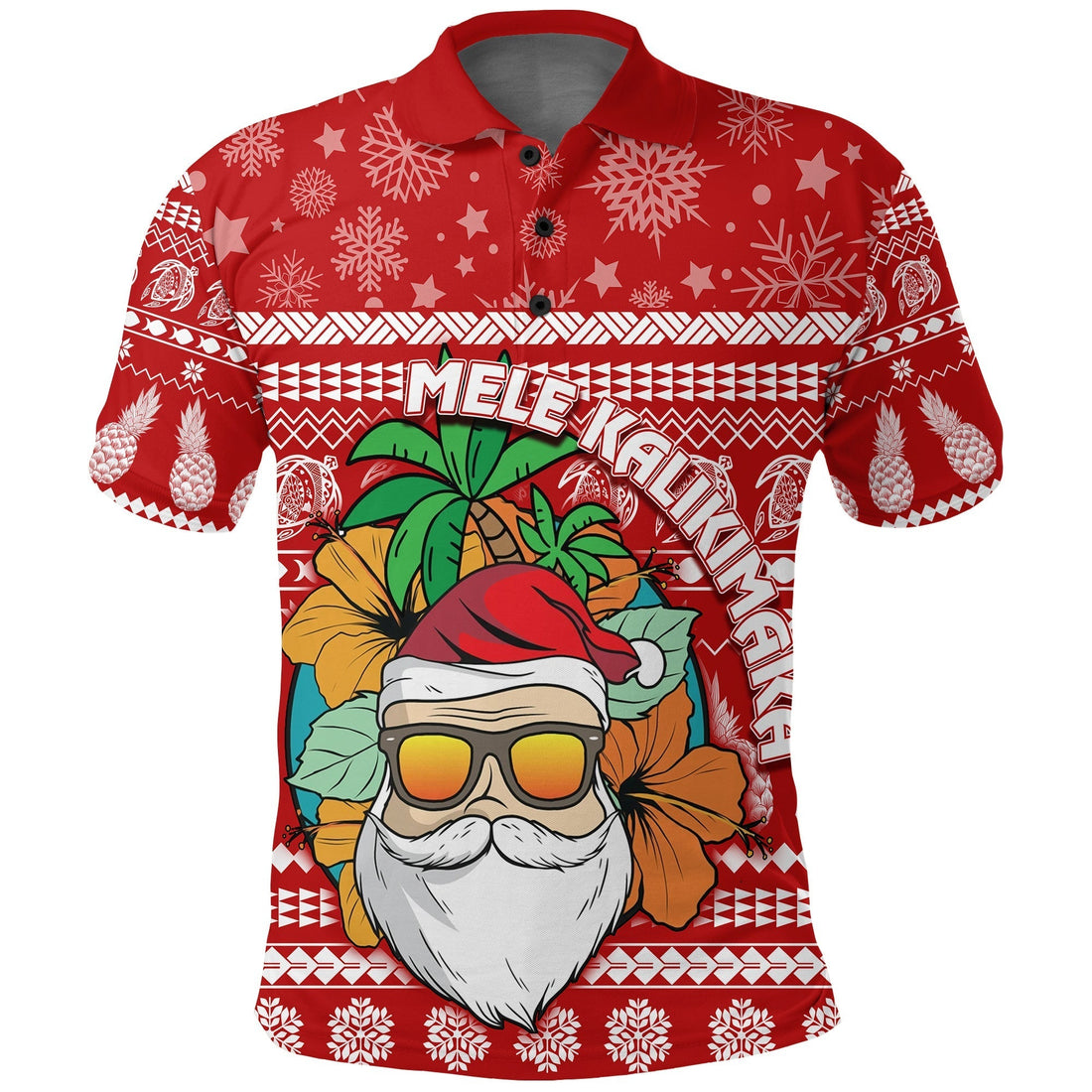 Christmas Hawaii Polo Shirt Mele Kalikimaka Tropical Santa LT7