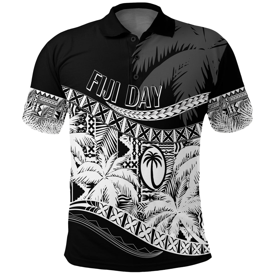 Custom Fiji Day Polo Shirt Flying Fijians Masi Kesa Style Black LT7