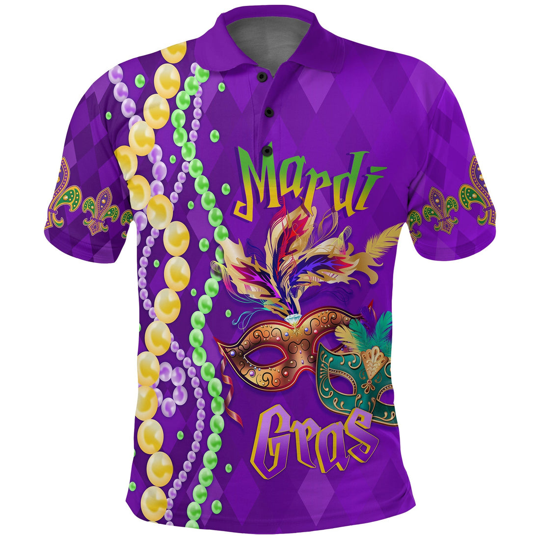Polo Shirt Beads And Bling Its A Mardi Gras Thing LT7