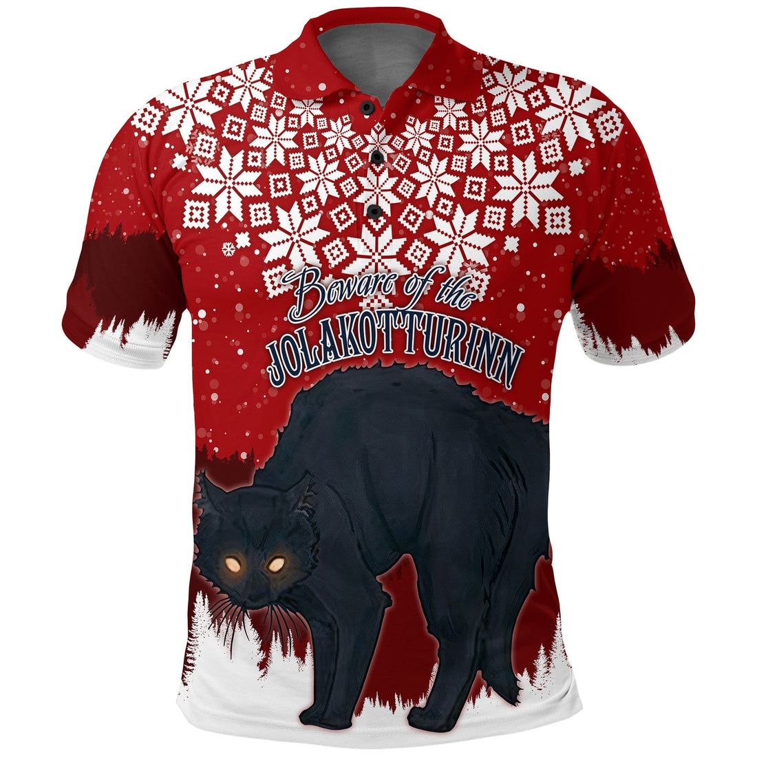 Iceland Polo Shirt Christmas Beware Jolakotturinn LT7
