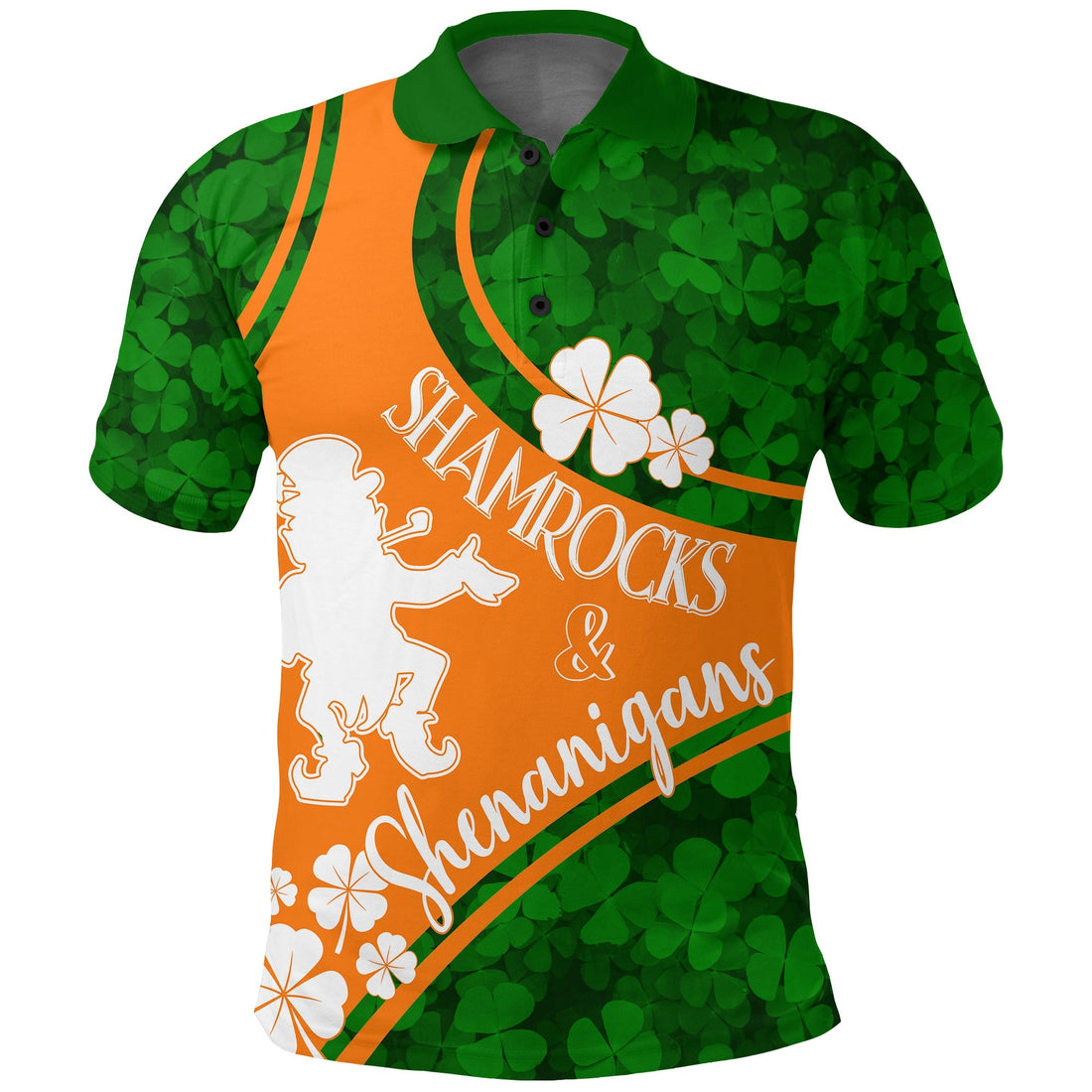 Saint Patrick Day Polo Shirt Shamrocks And Shenanigans Irish Flag Style LT7