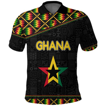 Ghana Black Star Simple Kente Pattern Polo Shirt LT7