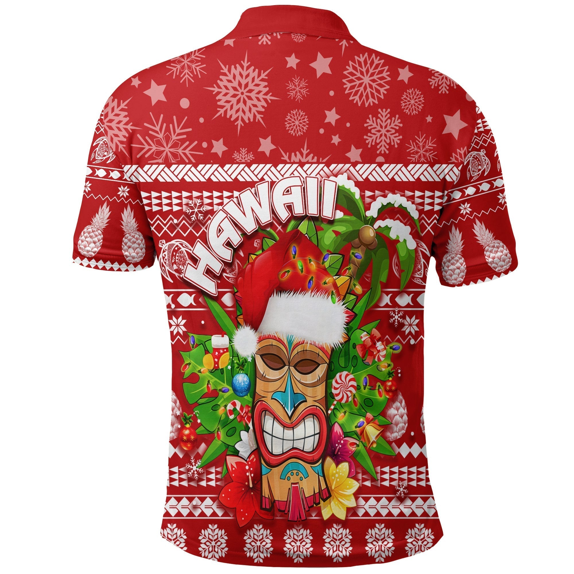 Christmas Hawaii Polo Shirt Mele Kalikimaka Tiki LT7