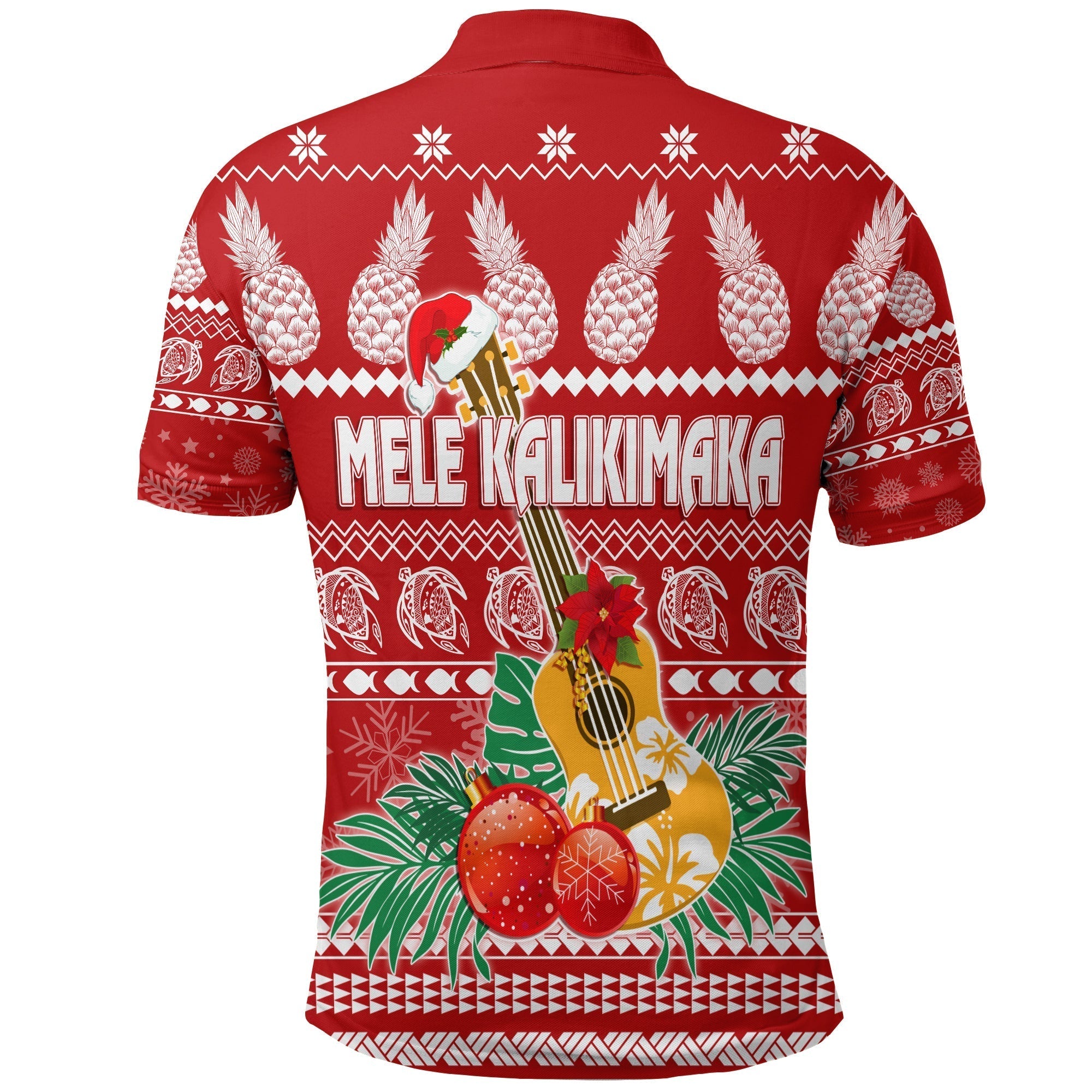 Christmas Hawaii Polo Shirt Mele Kalikimaka Ukulele LT7