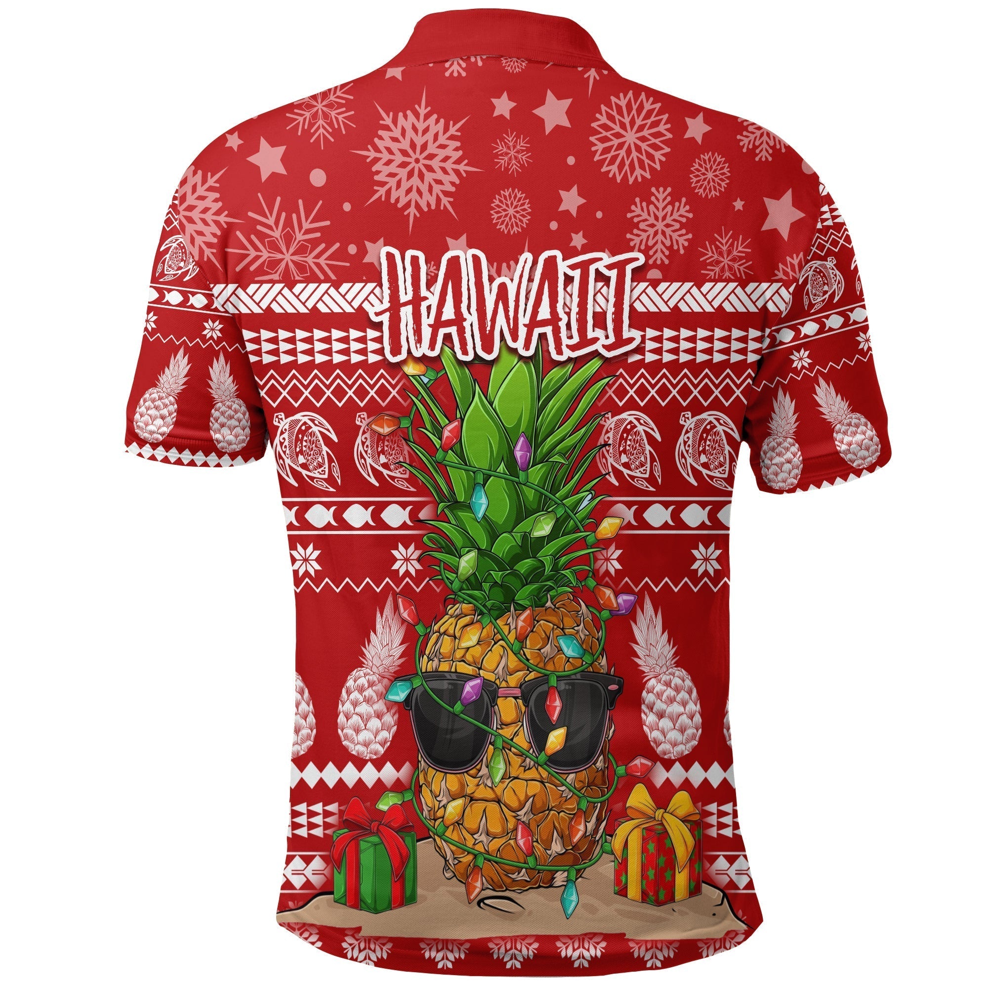 Christmas Hawaii Polo Shirt Mele Kalikimaka Pineapple LT7