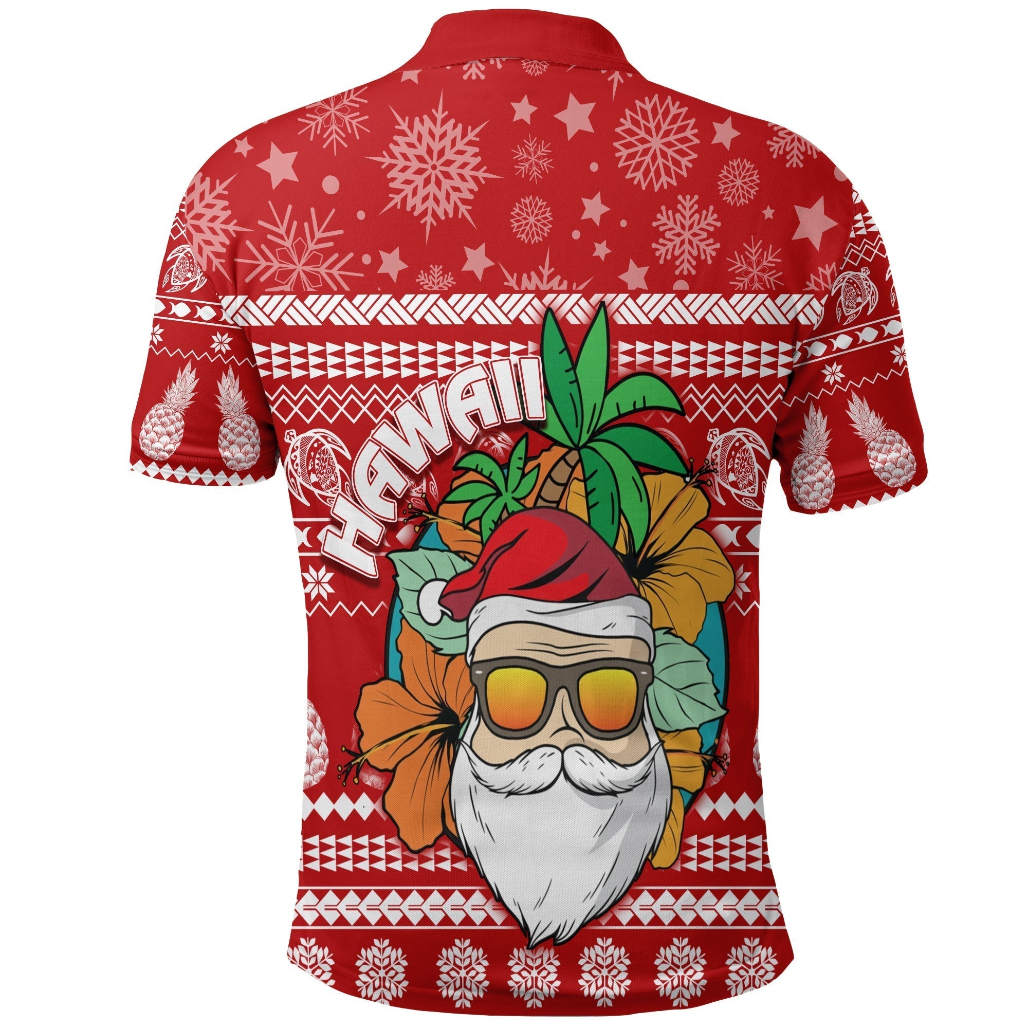 Christmas Hawaii Polo Shirt Mele Kalikimaka Tropical Santa LT7