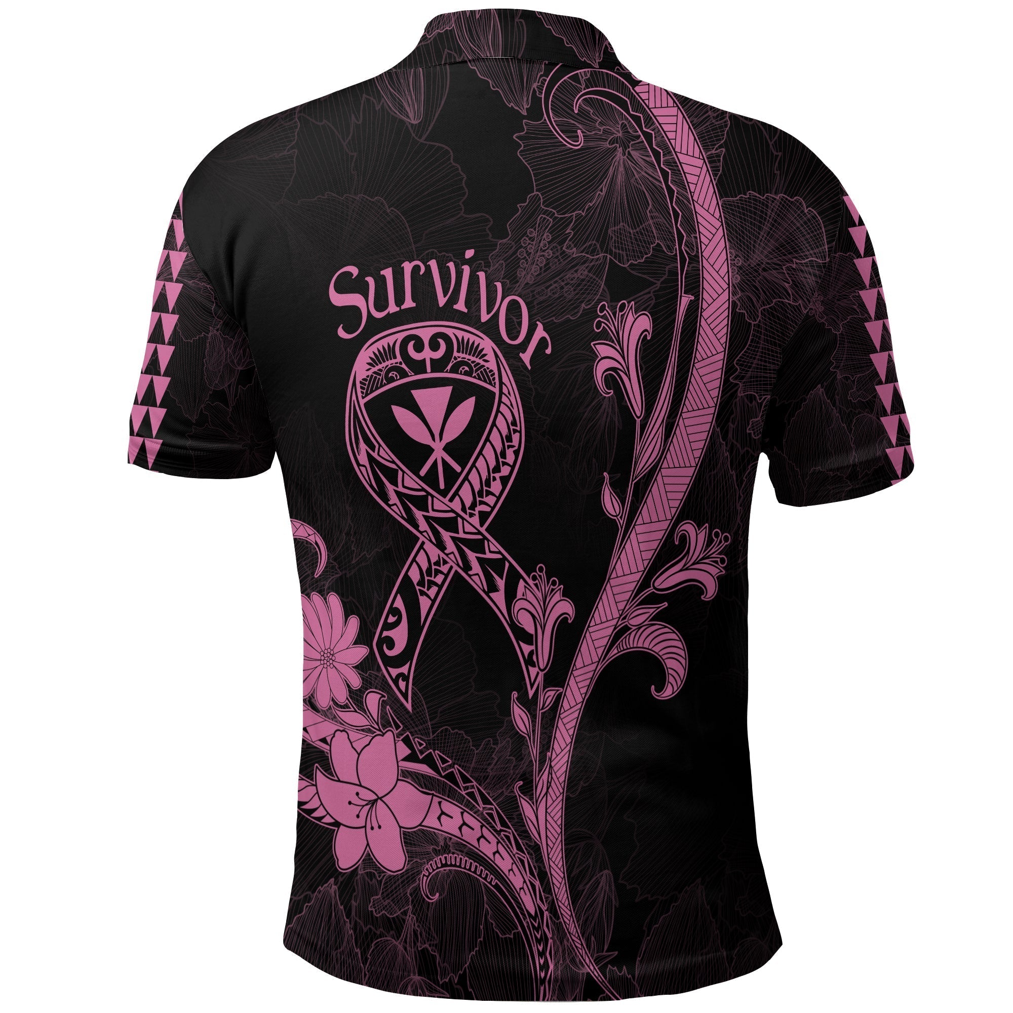 Hawaii Polo Shirt Breast Cancer Survivor Mix Hibiscus LT7