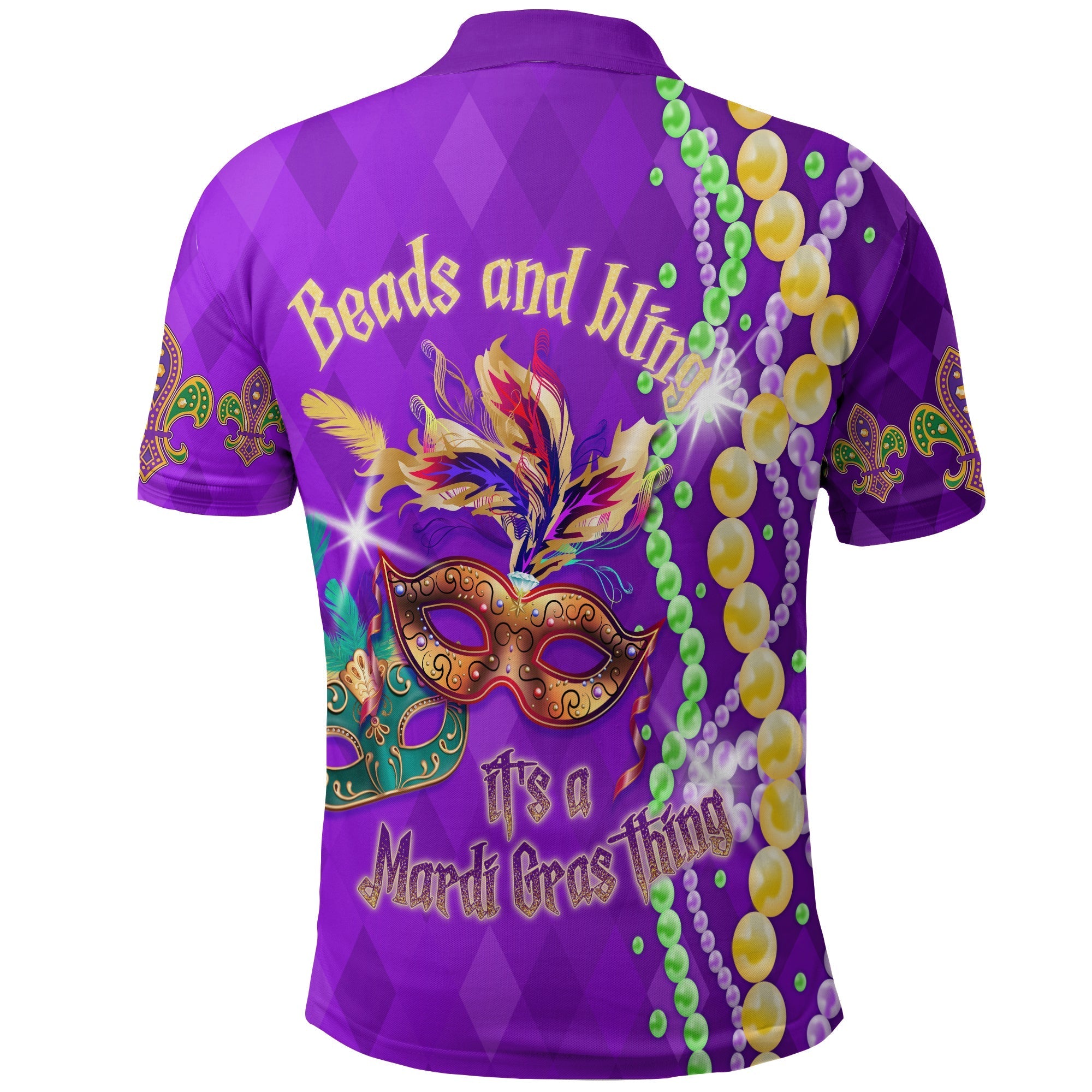 Polo Shirt Beads And Bling Its A Mardi Gras Thing LT7
