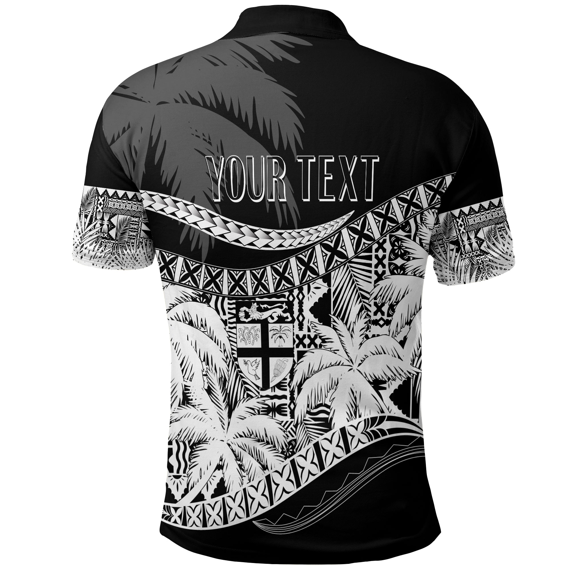 Custom Fiji Day Polo Shirt Flying Fijians Masi Kesa Style Black LT7