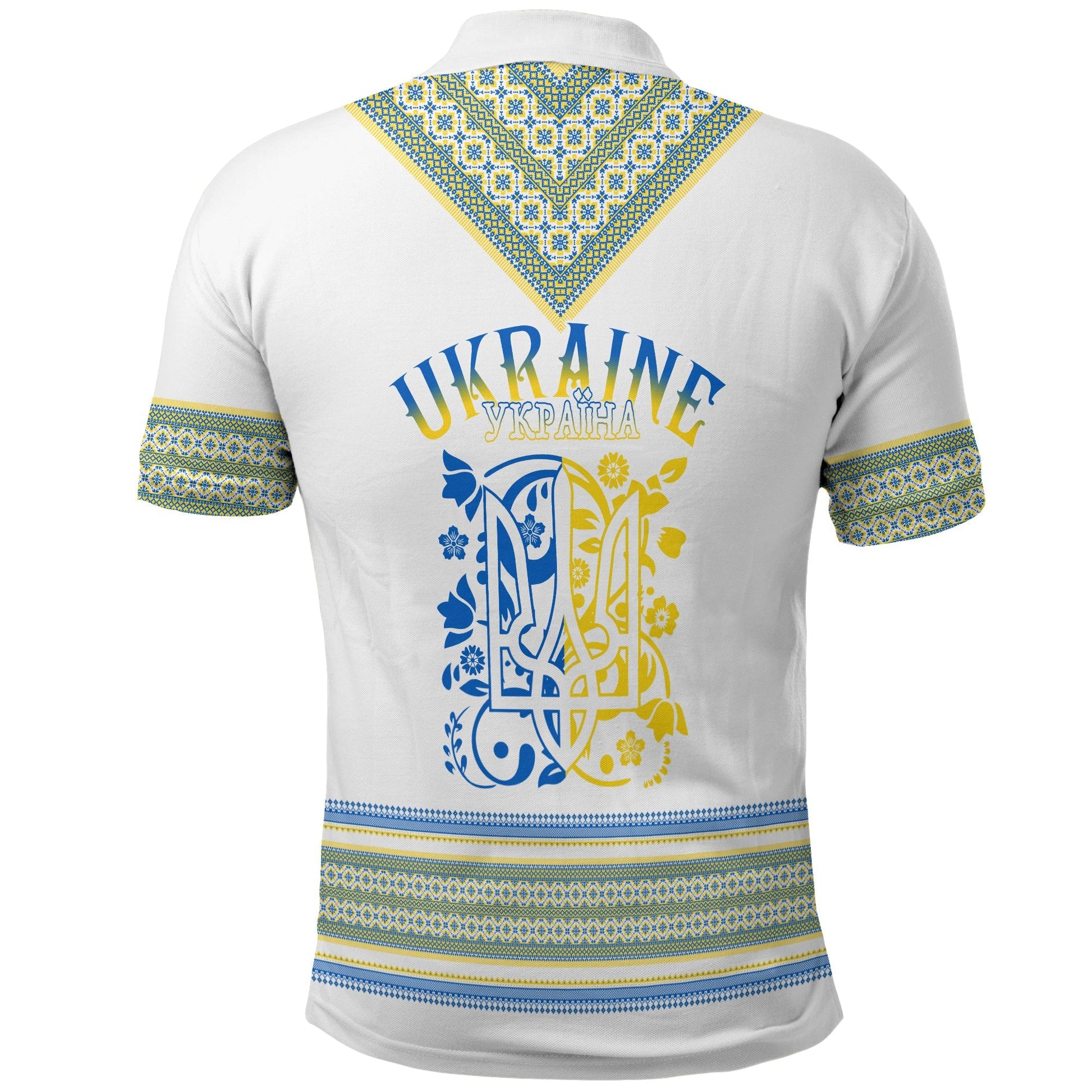 Ukraine Folk Patterns Polo Shirt Unity Day White LT7