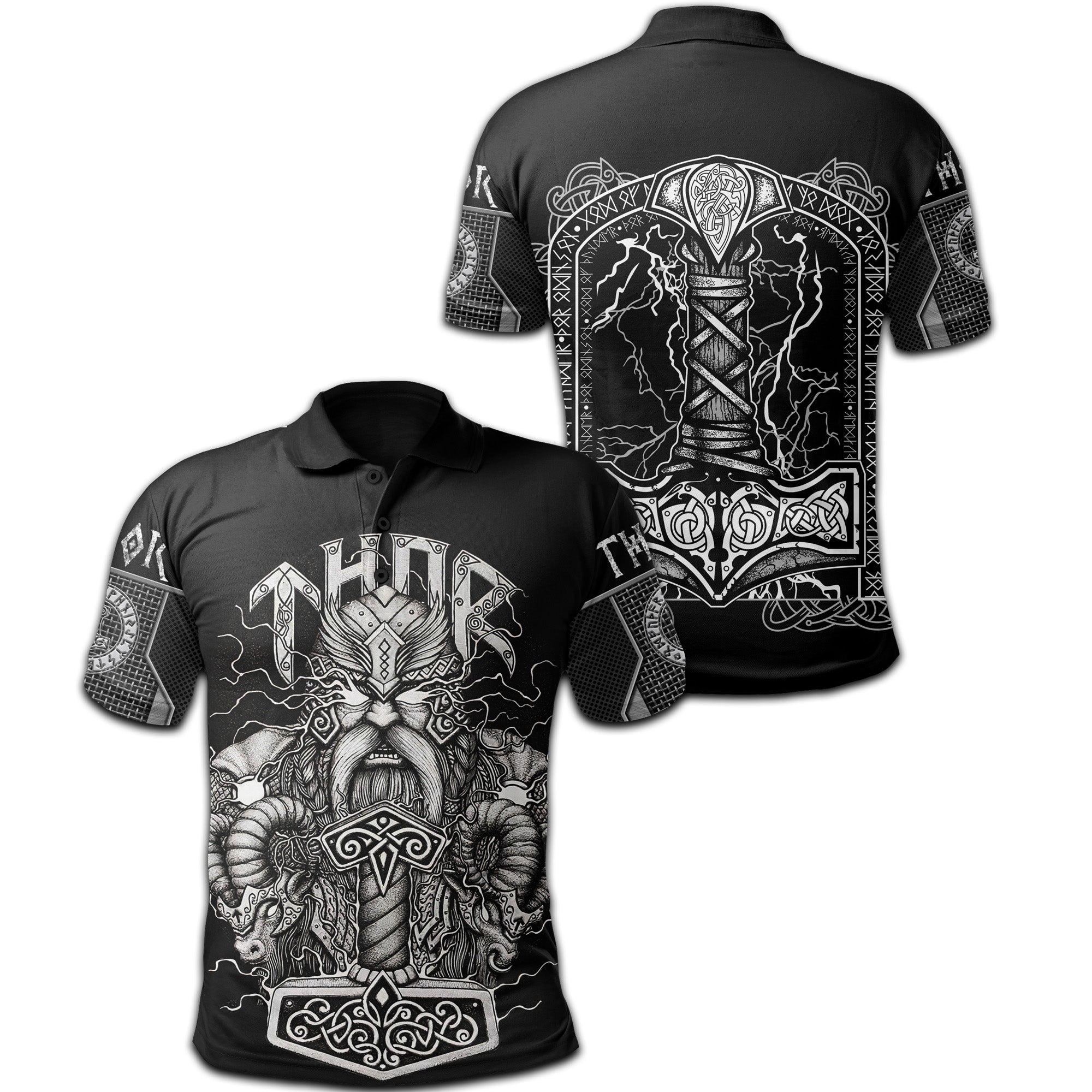 Viking Polo Shirt Thor and Hammer RLT12