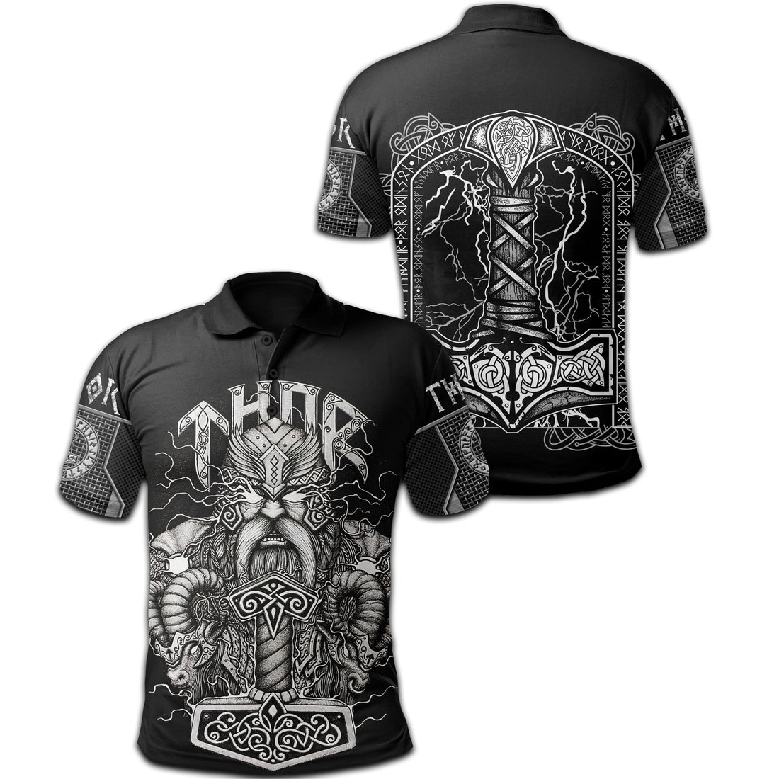 Viking Polo Shirt Thor and Hammer RLT12