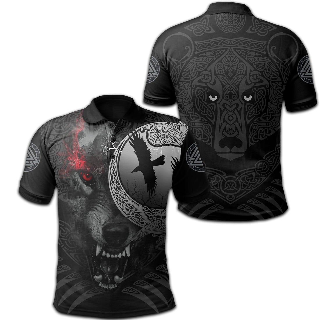 Viking Polo Shirt Angry Moon Wolf RLT12