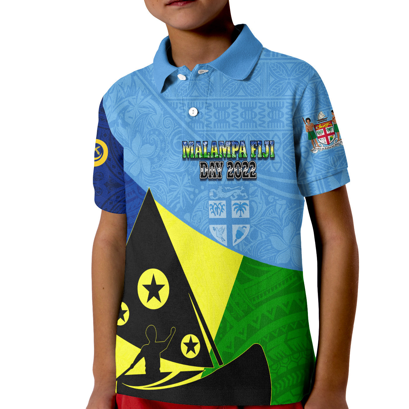 Malampa Fiji Day Polo Shirt Mix Tapa Style LT7
