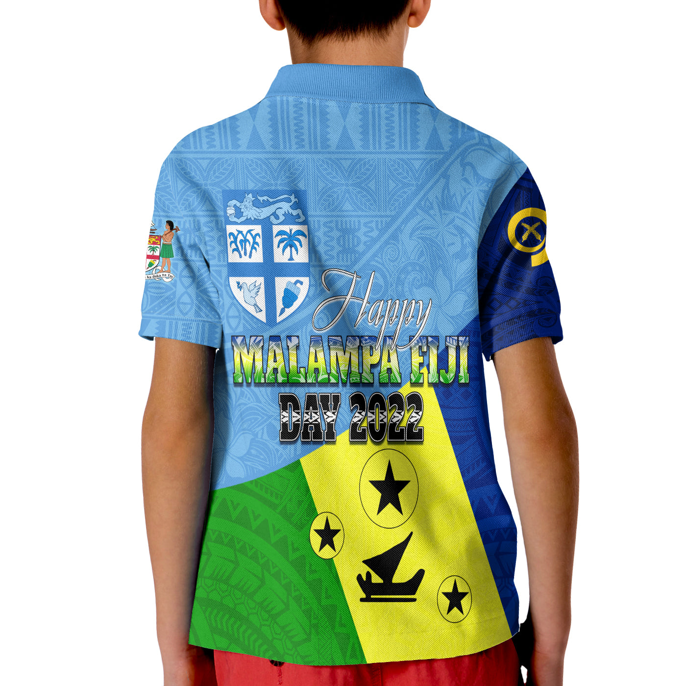 Malampa Fiji Day Polo Shirt Mix Tapa Style LT7