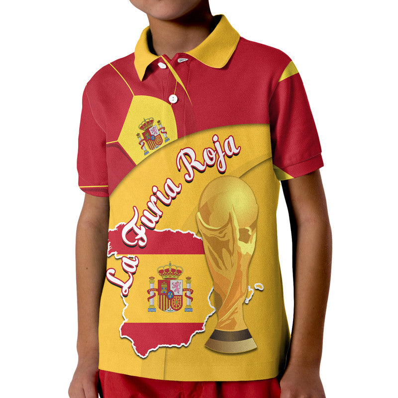 Custom Spain Football Champions Polo Shirt Spain Flag With Soccer Ball LT9