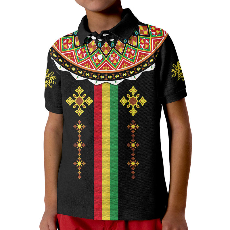 Custom Ethiopia Cross Polo Shirt Geometric Ethnic LT9