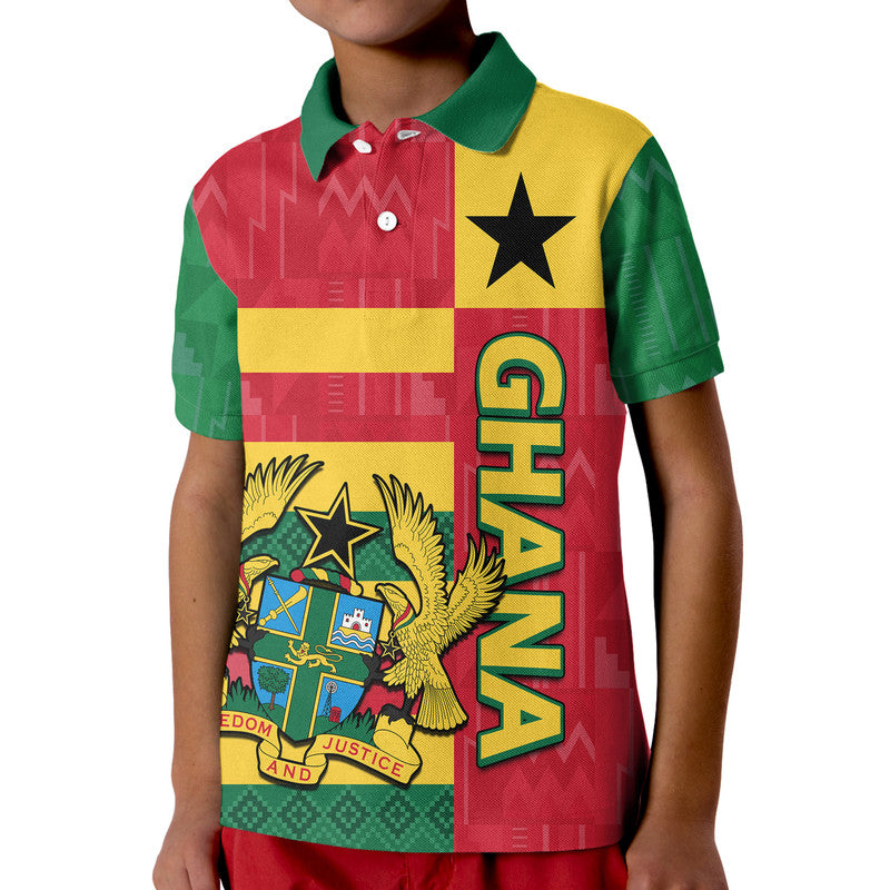 Custom Ghana Football Flag Color Mixed Kente Pattern Polo Shirt LT9