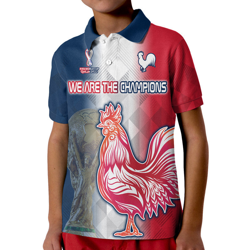 Custom France Football Qatar Roosters Champions 2022 Polo Shirt LT9