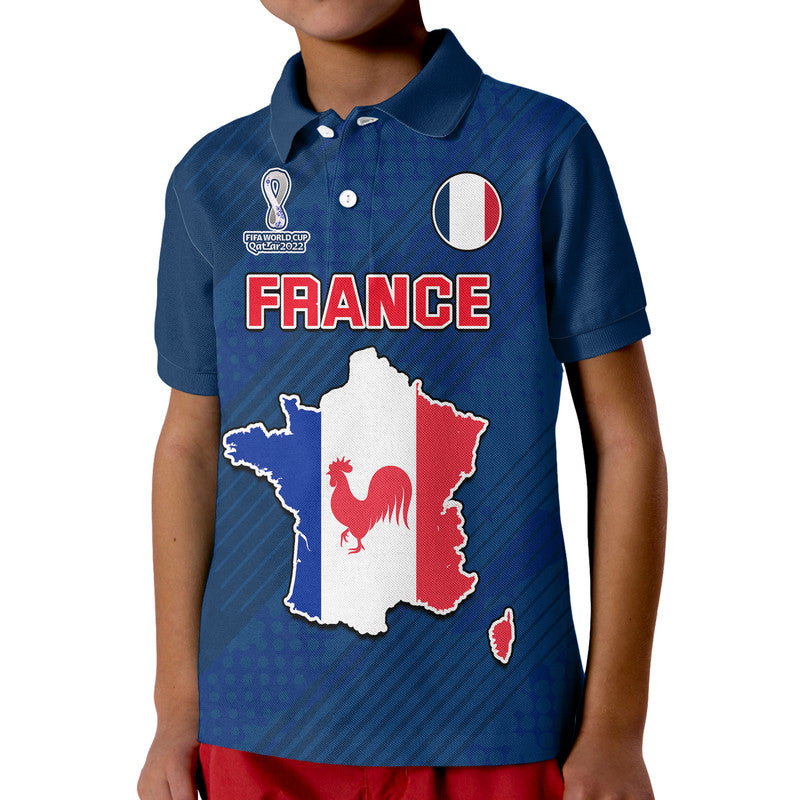 Custom France Football 2022 With Flag Map Polo Shirt LT9