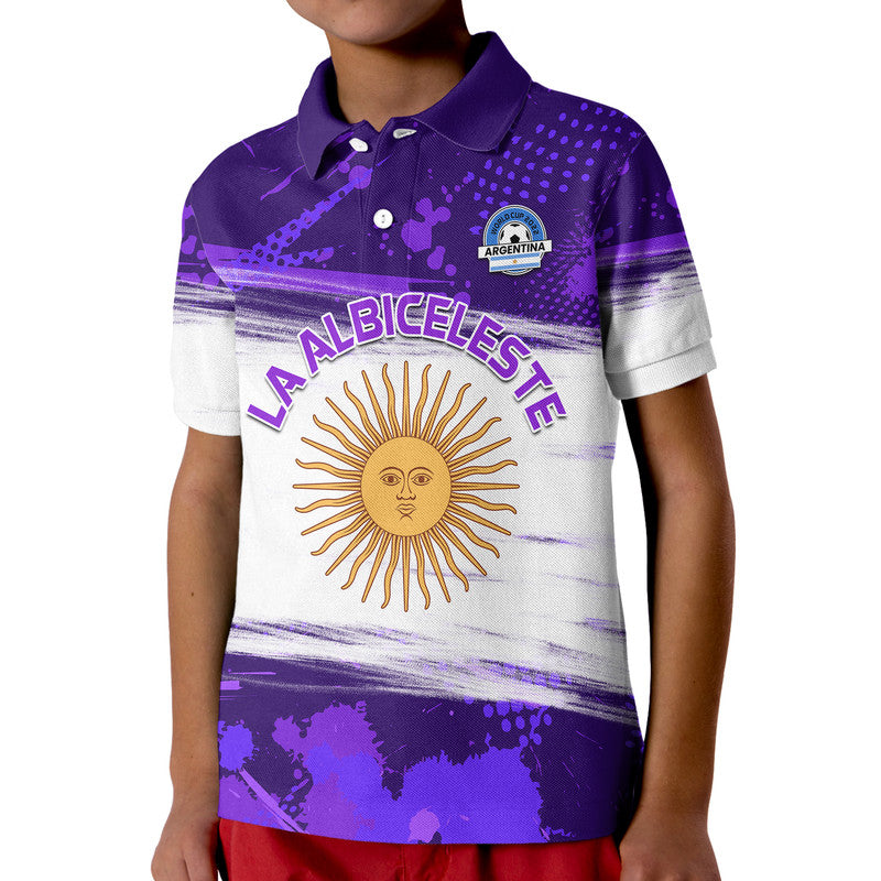 Custom Argentina Sol de Mayo La Albiceleste Flag Style Polo Shirt Purple LT9