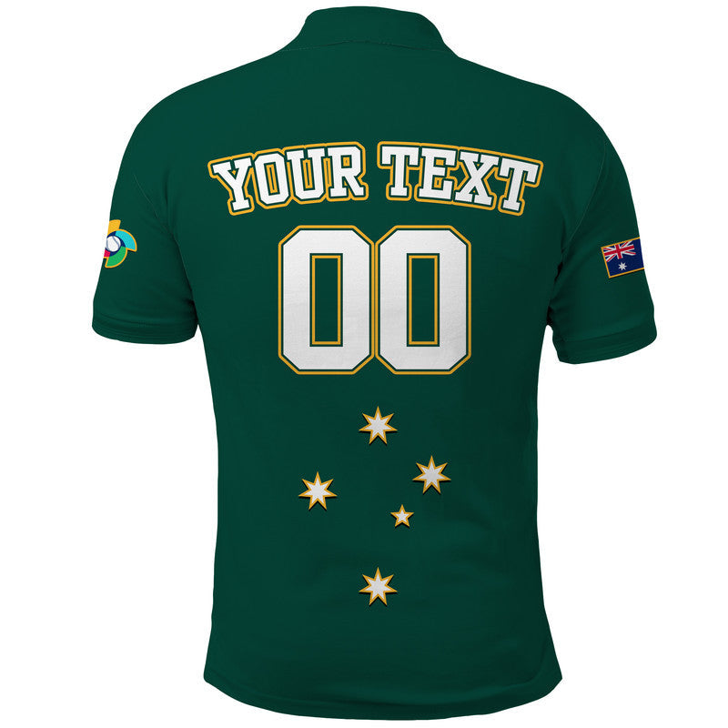 (Custom Text And Number) Baseball 2023 Australia Green Polo Shirt LT9