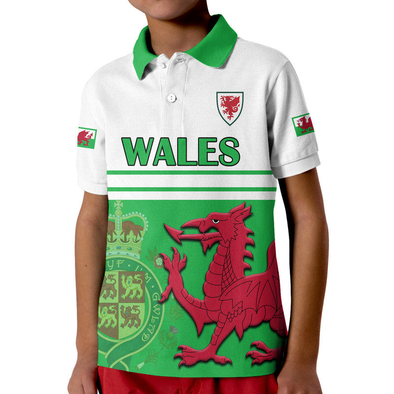 Custom Wales Football Qatar 2022 Polo Shirt Cymru Coat of Arms LT9