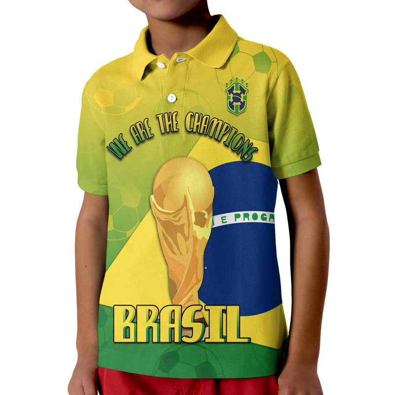 Brasil Football Champions Flag With Soccer Ball Polo Shirt LT9