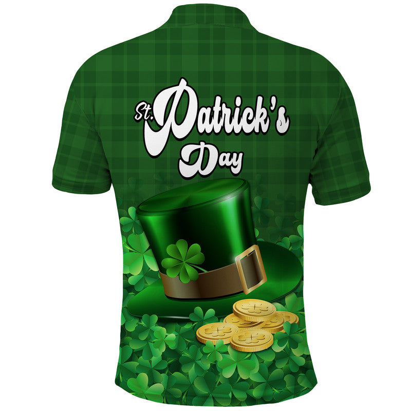 St Patricks Day Polo Shirt Green Leprechaun Hat With Clover Leaf No2 LT9
