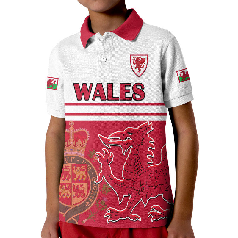 Custom Wales Football Qatar 2022 Cymru Polo Shirt Coat Of Arms Red LT9