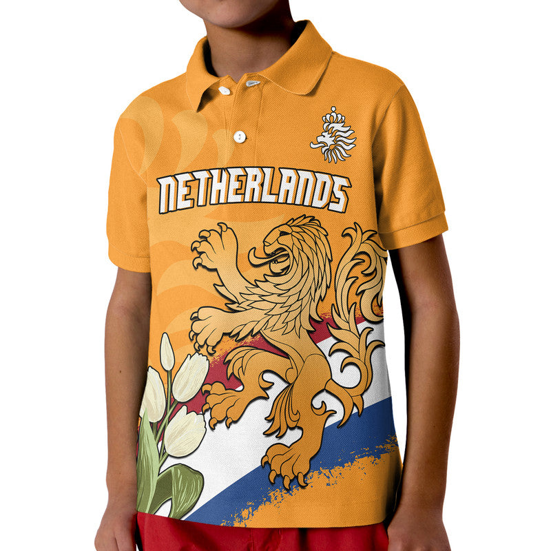 Custom Netherlands Football Flag Mix Tulip Flower Polo Shirt LT9