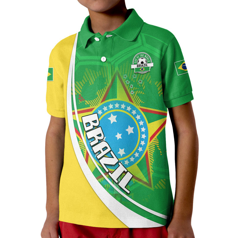 Brazil Football Polo Shirt Coat Of Arms Canarinha Champions Football 2022 LT9