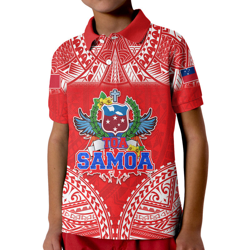 Custom Toa Samoa Polynesian Rugby Polo Shirt Samoan Flag Red Color LT9